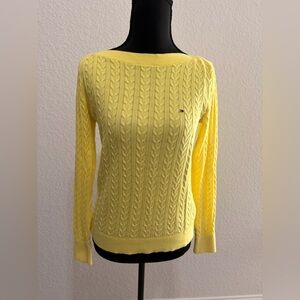 Tommy Hilfiger Sunny Yellow Cable Knit Sweater Classic Preppy Women’s Knitwear